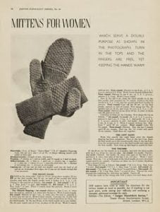 1940s knitted mitten pattern from the Victoria and Albert Museum